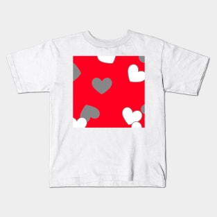 red heart black white background design Kids T-Shirt